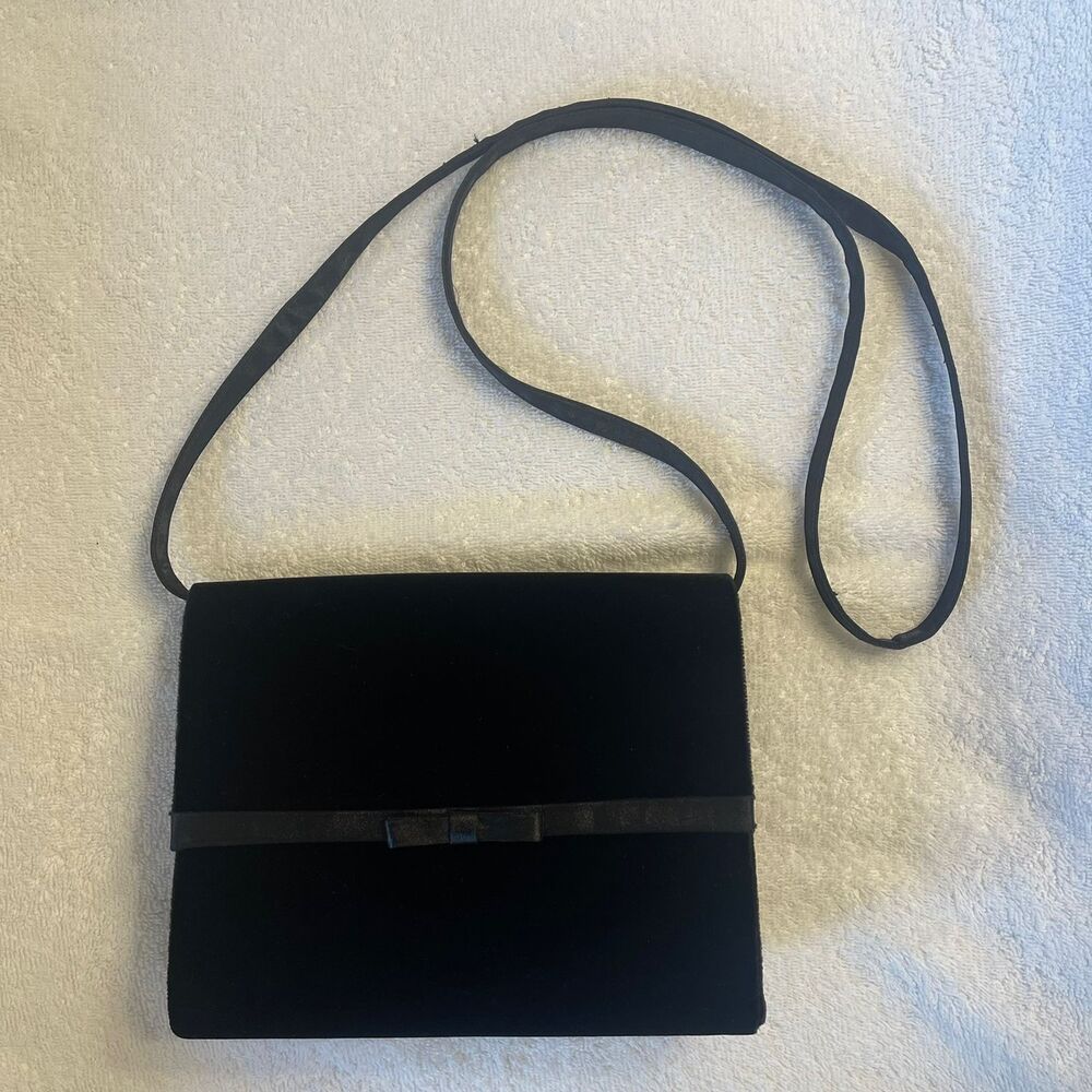 Vintage Kenneth Cole New York Women's Valvet Black Evening Purse Bow Bag - Picture 6 of 11